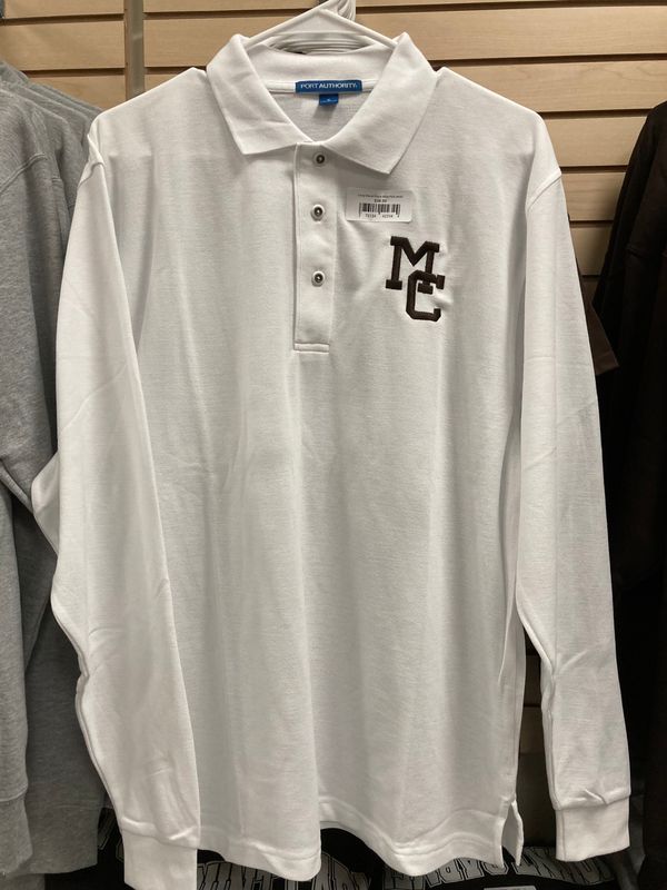 Long Sleeve Pique Whie Polo