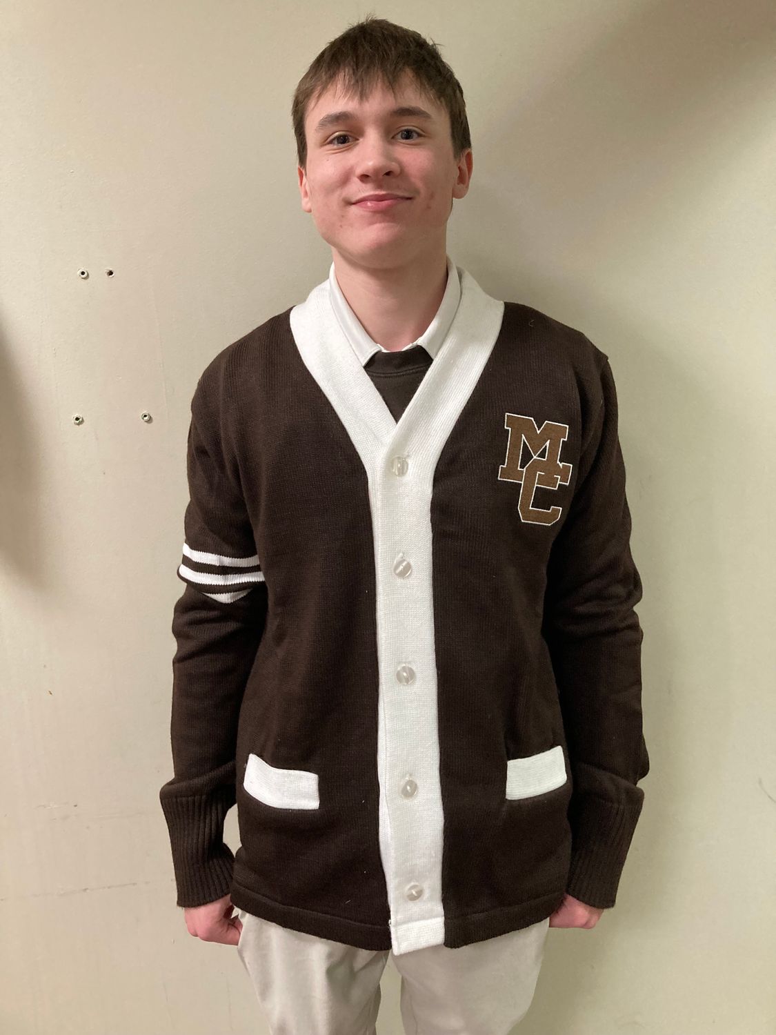 Mens Cardigan Letterman Sweater