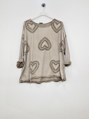 Top coeur taupe