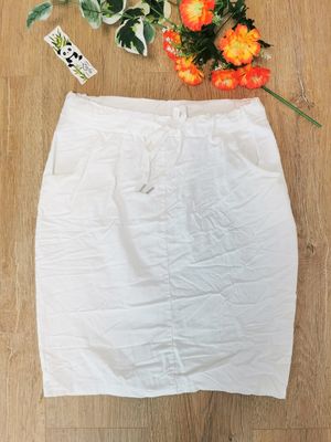 Jupe taille élastiquée blanche avec poches
