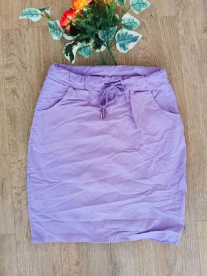 Jupe taille élastiquée lilas avec poches