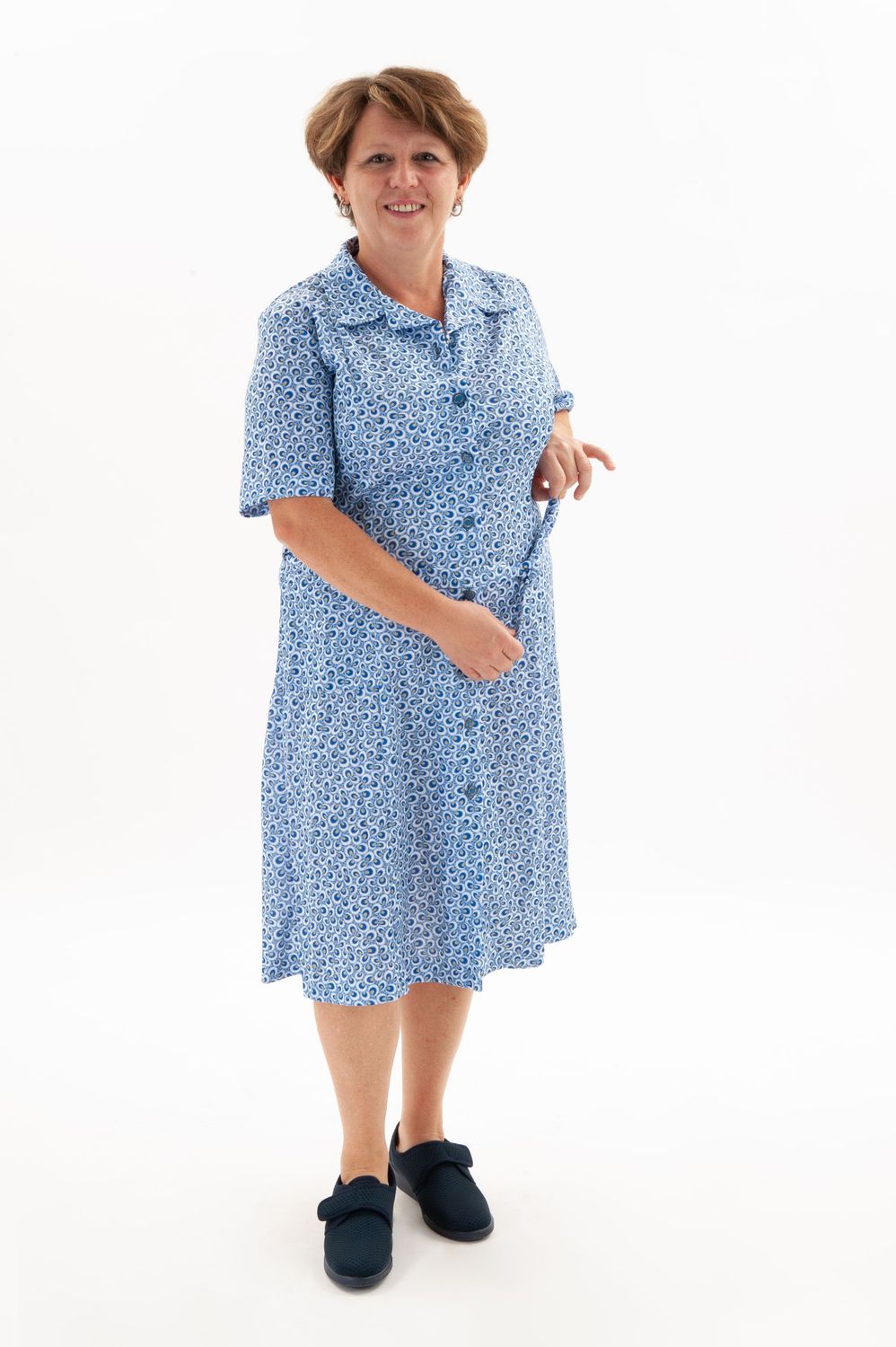Robe manches courtes fond bleu