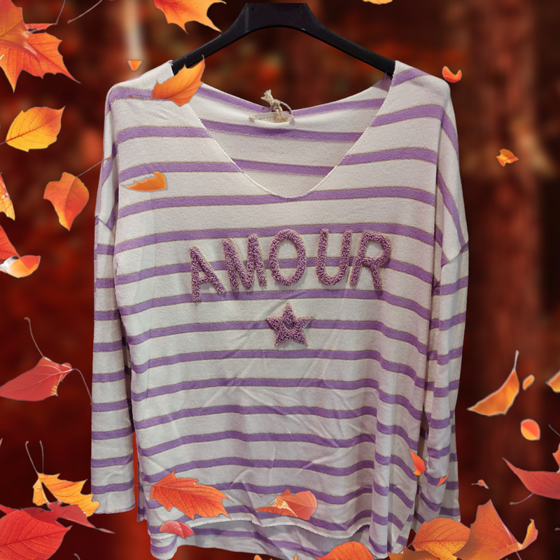 Pull Amour rayé