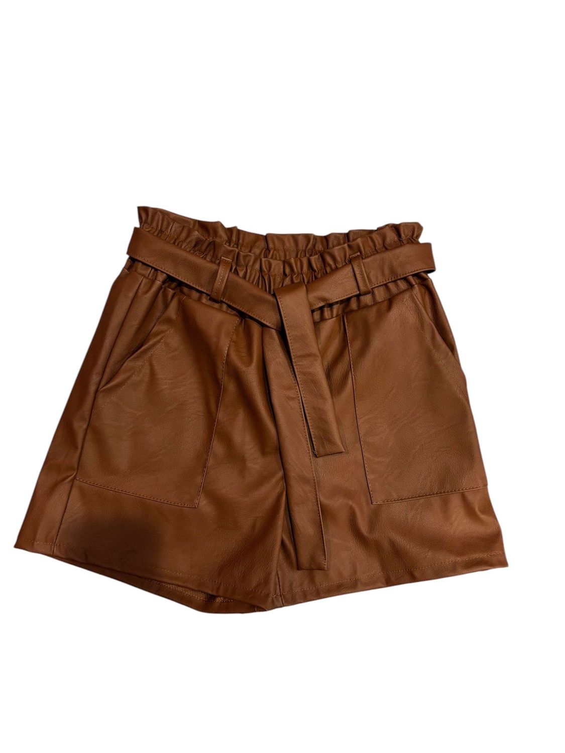 Short simili cuir marron