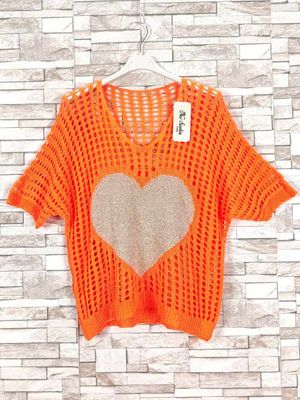 Pull crochet coeur