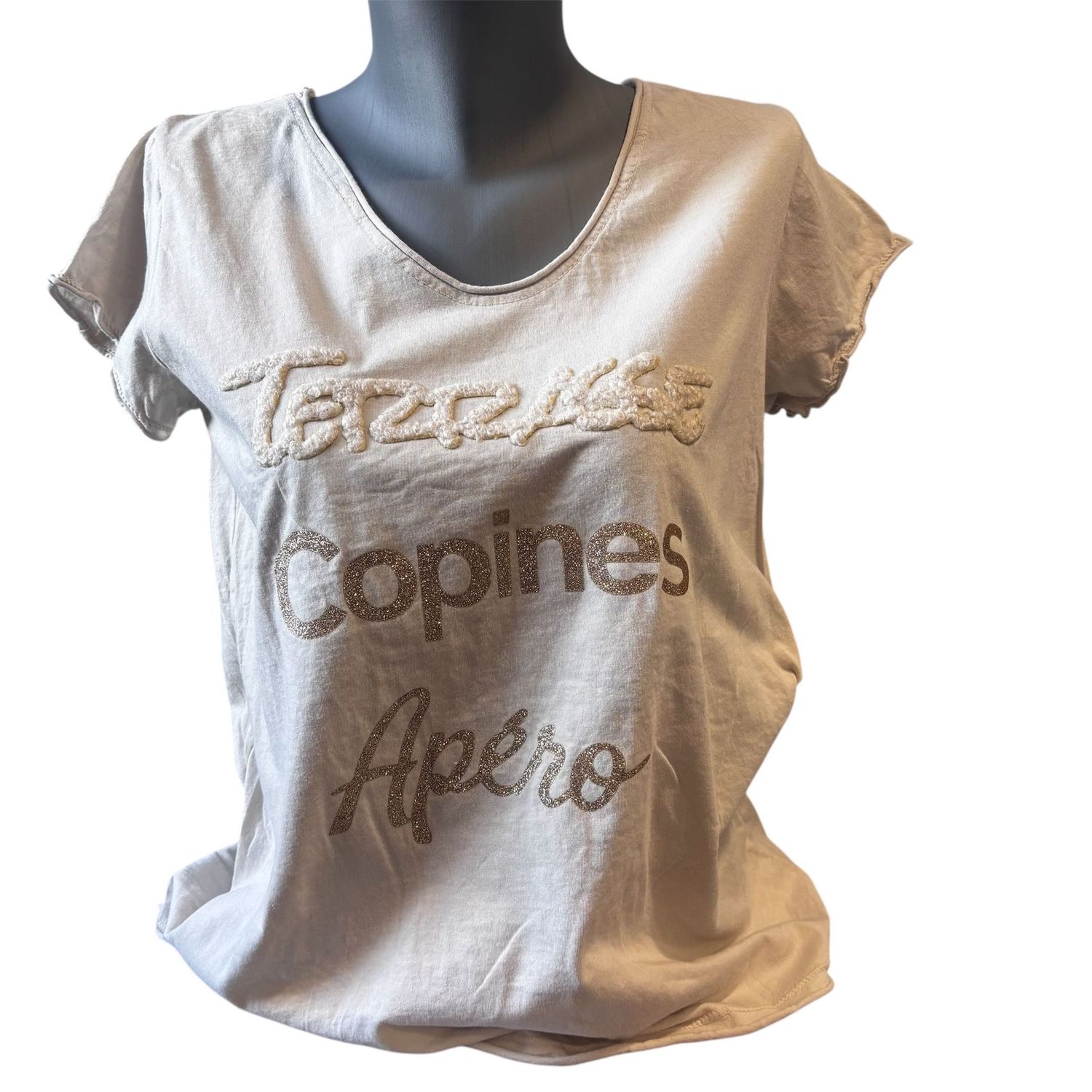 Tee shirt "Terrasse copines apéro" beige