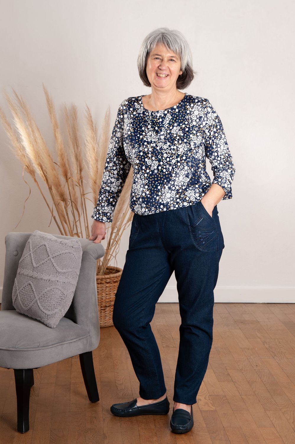 Jean Taille élastiquée Marine / Noir