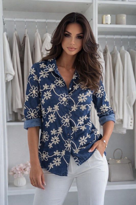Chemise broderie fleurie Chemise broderie fleurie