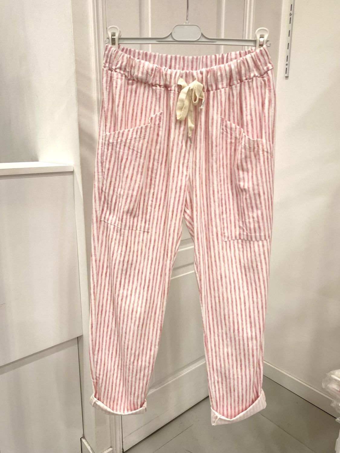 Pantalon Rayé coton et lin 6 coloris