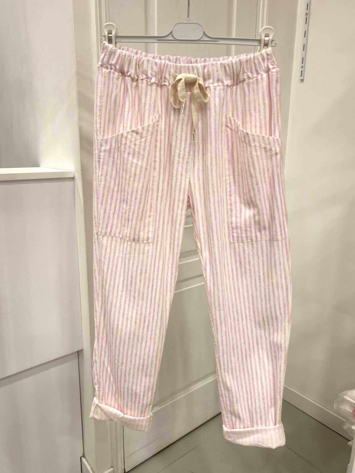 Pantalon Rayé coton et lin 6 coloris