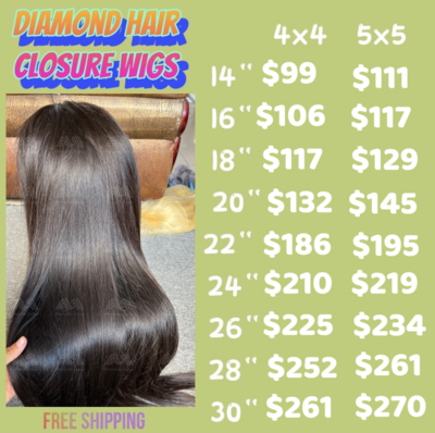 Closure Wig Deals: Diamond Hair 4X4 5X5 Wig