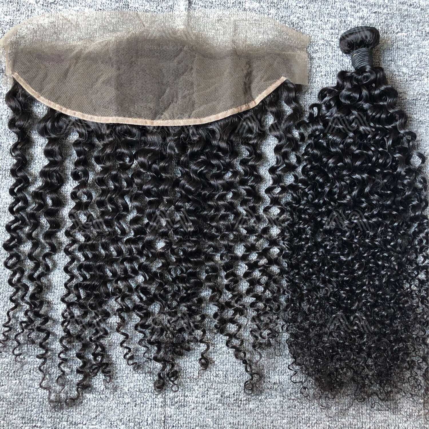 Mink Hair Jerry Curly 13X4 Transparent Frontal