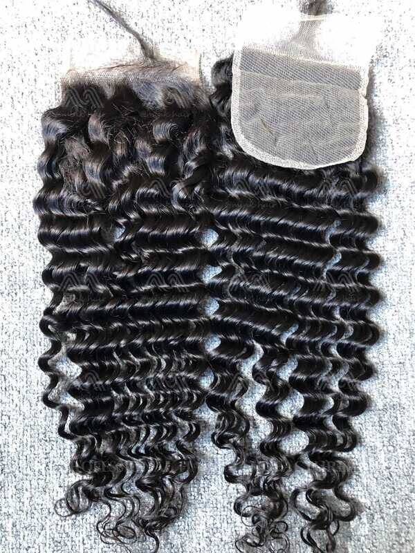 Mink Hair Deep Wave 4X4 Transparent Closure