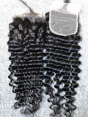 Mink Hair Deep Wave 4X4 Transparent Closure