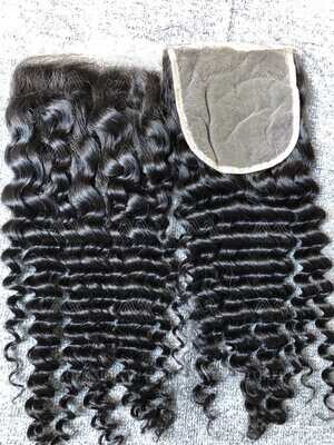 Mink Hair Deep Wave 5X5 Transparent Closure