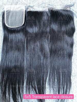 Luxury Hair Straight 5X5 Transparent Closure
