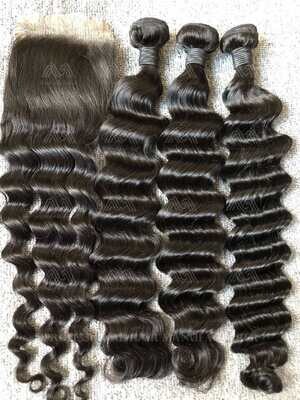 Mink Hair Loose Deep 4x4 Transparent Closure
