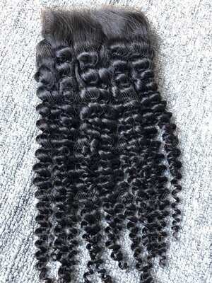 Mink Hair Kinky Curly 4x4 Transparent Closure