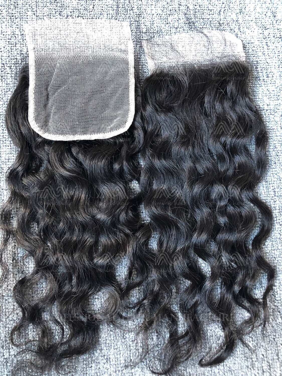 Mink Hair Water Wave 4x4 Transparent Closure