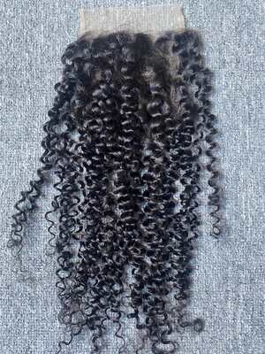 Mink Hair Jerry Curly 4x4 Transparent Closure