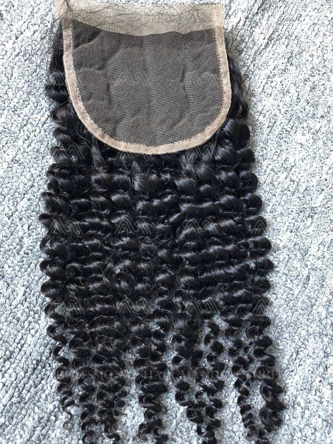Mink Hair Kinky Curly 4x4 Transparent Closure