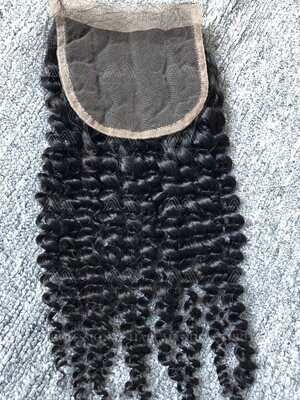 Mink Hair Kinky Curly 4x4 Transparent Closure