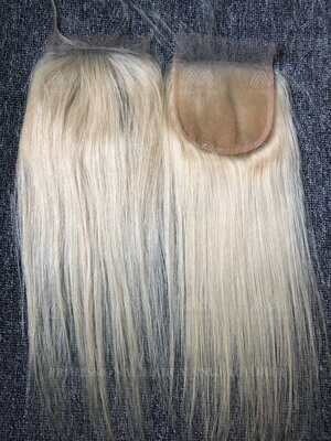 Blonde Hair Straight 4X4 Transparent Closure
