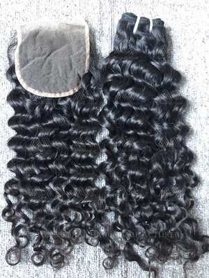 Raw Hair Italian Curly 4x4 Transparent Closure