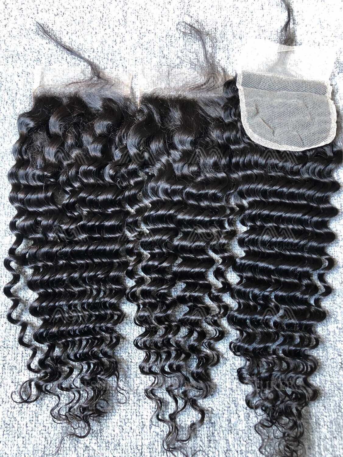 Raw Hair Deep Wave 4X4 Transparent Closure