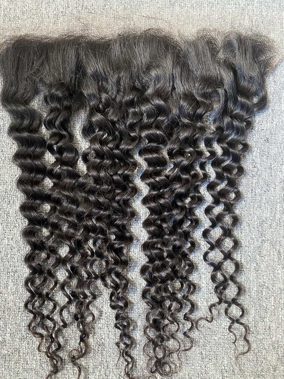 Raw Hair Italian Curly 13x4 Transparent Frontal