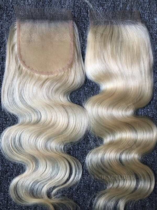 Blonde Hair Body Wave 4X4 Transparent Closure