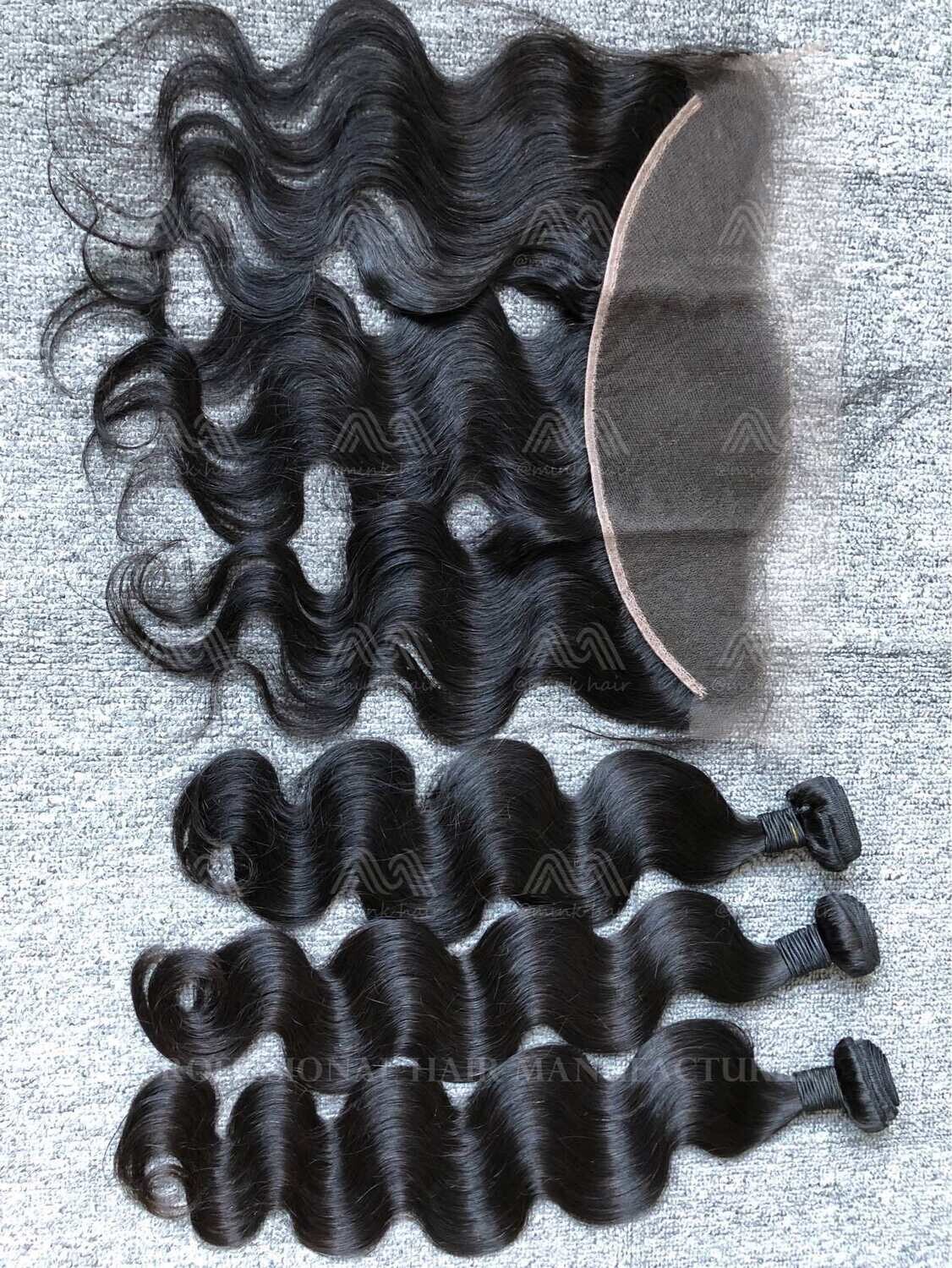 Mink Hair Body Wave 3 Bundles With 13X4 HD Frontal Deals