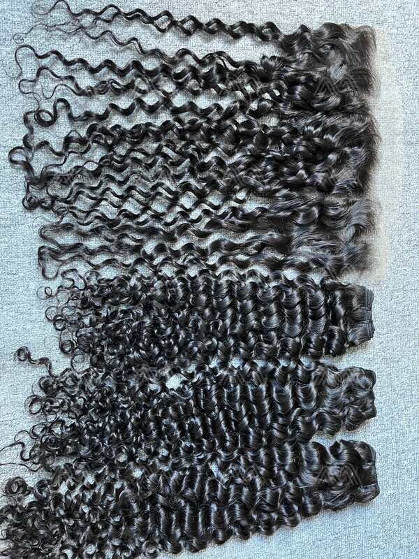 Mink Hair Italian Curly/Deep Wave 3 Bundles With 13X6 Transparent Frontal Deals