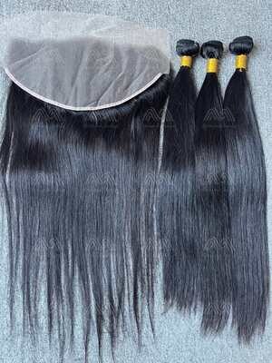 Diamond Hair Straight 3 Bundles With 13x6 Transparent Frontal Deals