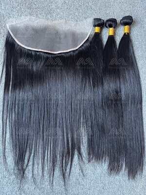 Diamond Hair Straight 3 Bundles With 13x4 Transparent Frontal Deals