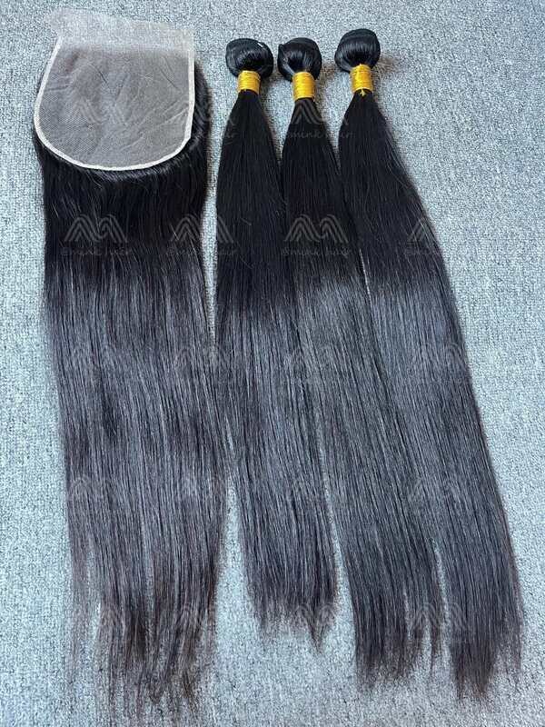 Diamond Hair Straight 3 Bundles With 6x6 Transparent Closure Deals