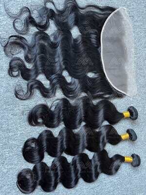 Diamond Hair Body wave 3 Bundles With 13x4 Transparent Frontal Deals