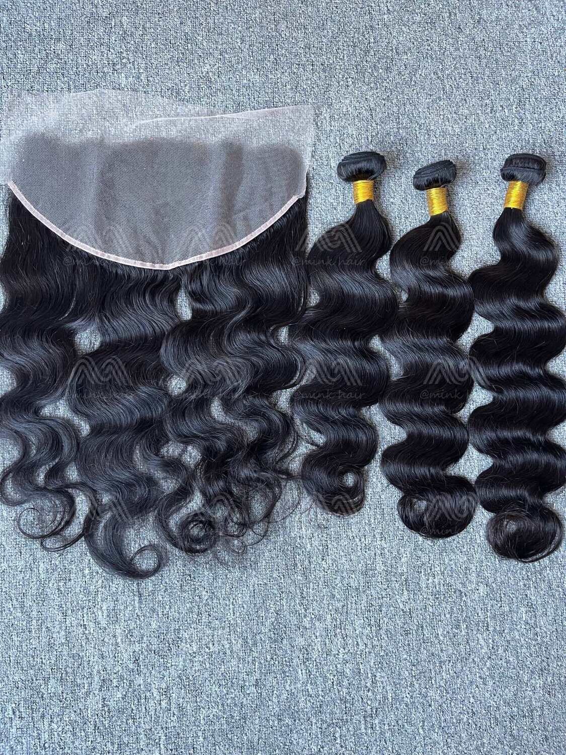 Diamond Hair Body wave 3 Bundles With 13x6 Transparent Frontal Deals