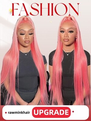 Pink Color Straight 13x4 Frontal Wig