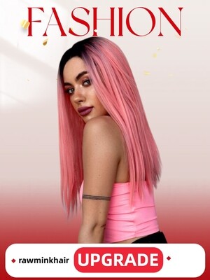 1B/Pink Color Straight 13x4 Frontal Wig