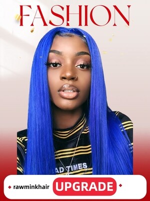 Blue Color Straight Lace Wig