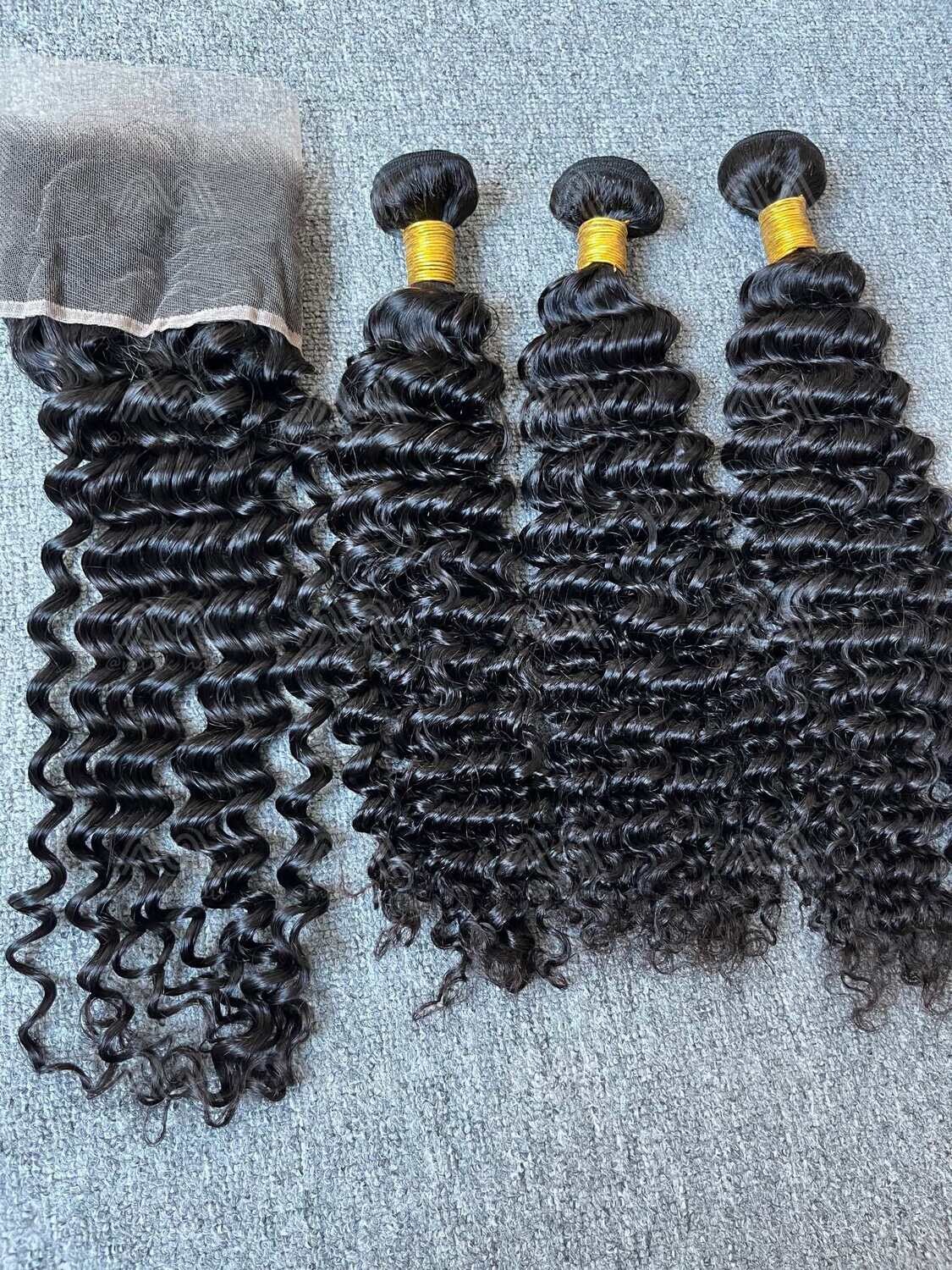 Diamond Hair Deep Wave 3 Bundles With 13x4 HD Frontal Deals
