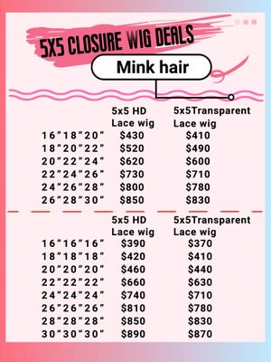 5x5 HD Transparent Closure Wig Deals-Mink Hair