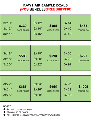 Sample Deals: Raw Hair 9 Bundles