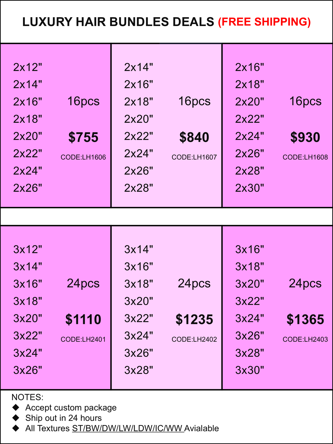 Bundles Deals: Luxury Hair 16pcs 24pcs