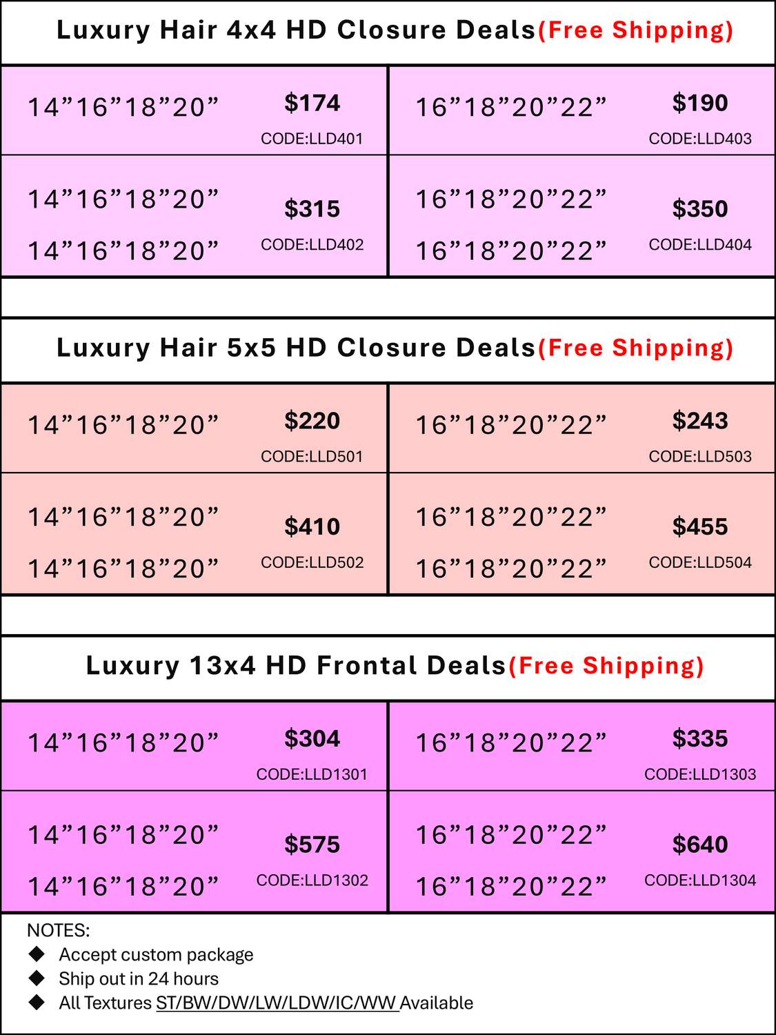 HD Closure &amp; Frontal Deals: Luxury Hair 4x4/5x5/13x4