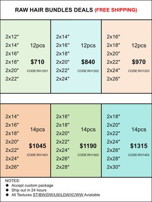 Bundles Deals: Raw Hair 12pcs 14pcs