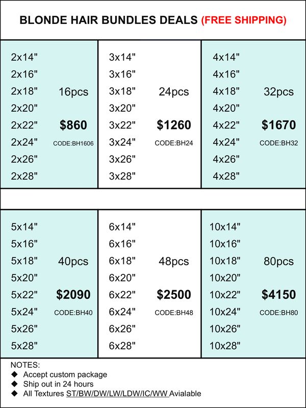 Bundles Deals: Blonde Hair 14inch-28inch