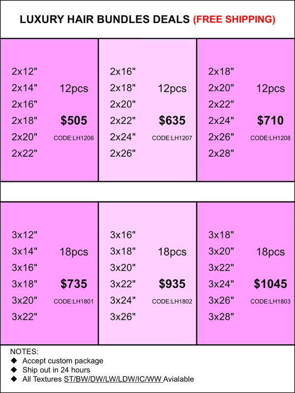 Bundles Deals: Luxury Hair 12pcs 18pcs