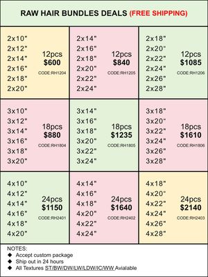 Bundles Deals: Raw Hair 12pcs 18pcs 24pcs